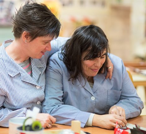 Two women working on some crafts